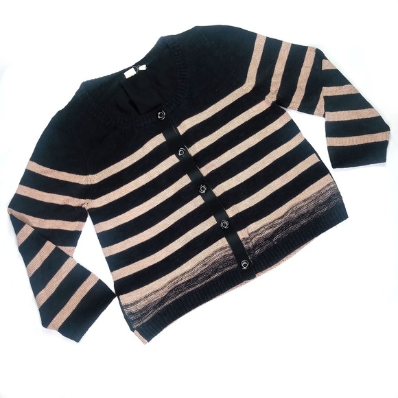 Moth Black and Tan Striped Cardigan size Medium - Picture 1 of 4